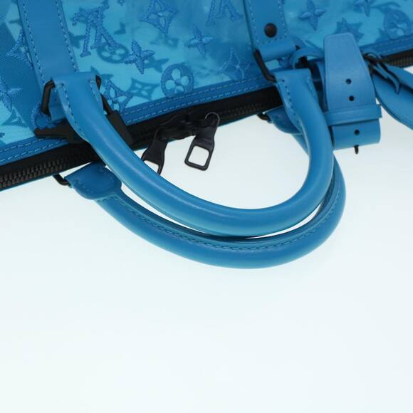 LOUIS VUITTON Mesh Keepall Triangle 50 Boston Bag Turquoise Blue M45048 - Picture 7 of 16